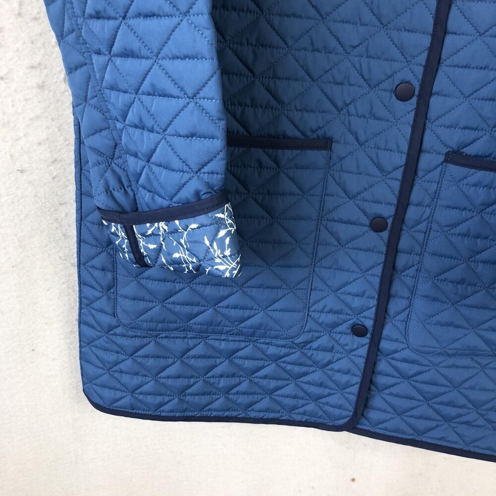 Lands' End Jacket Womens Small Blue Reversible Quilted Barn Coat Snap Pockets - Picture 7 of 16